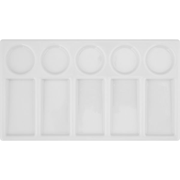 Палитра пластиковая (имит. керамики), прямоугольная, 19*9.7 см, 10 ячеек, белая, СОНЕТ Акция!