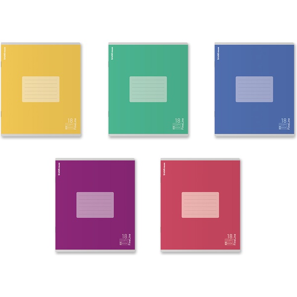 Тетрадь А5, клетка, 18 л., на скобе, 80 г/м², мел. картон, ErichKrause Классика FineLine_MIX-PACK