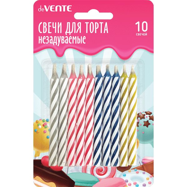 Свечи для торта незадуваемые 10 шт., deVENTE (спиральные "карамельки") Свечи для торта незадуваемые 10 шт., deVENTE (спиральные "карамельки")