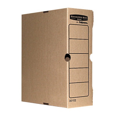 Короб архивный А4, гофрокартон, фикс. клапан, 100 мм (850 л.), бурый, Fellowes Bankers Box Basic