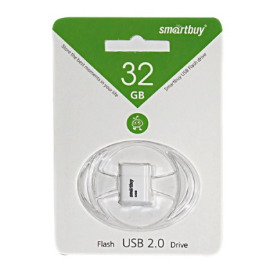 Флеш-накопитель USB 2.0, 32 ГБ, Smartbuy LARA White/белый