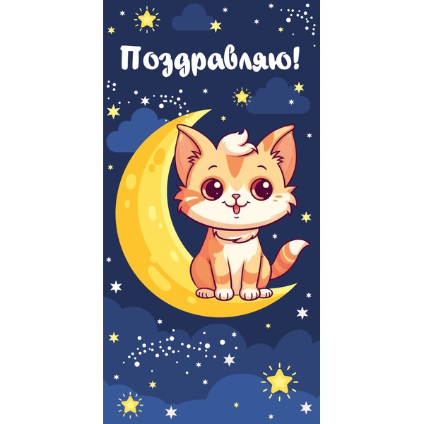 Конверт для денег Поздравляю! OPTIMA (Кошечка на месяце)