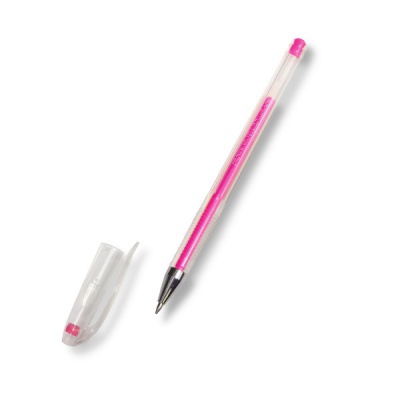 Ручка гелевая розовая,  лин. 0.7 мм, ДП 450 м, рифл. грип, метал. н-к, Crown Hi-Jell Color Акция!