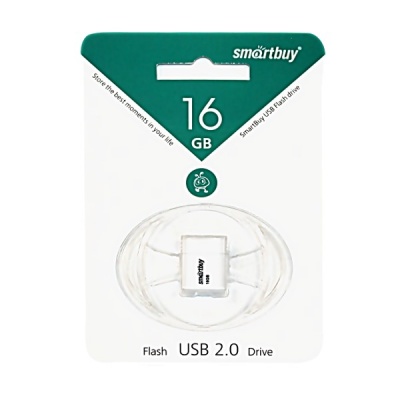 Флеш-накопитель USB 2.0, 16 ГБ, Smartbuy LARA White/белый