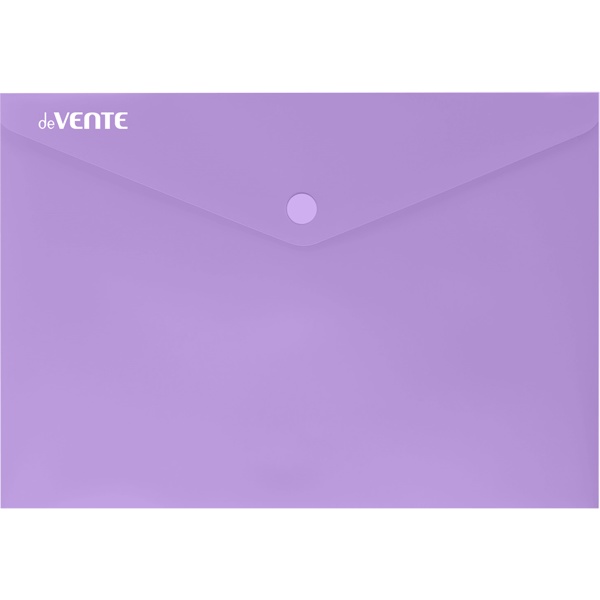 Папка-конверт на кнопке, А5, PP 180 мкм, непрозрачная, deVENTE Pastel_сиреневая