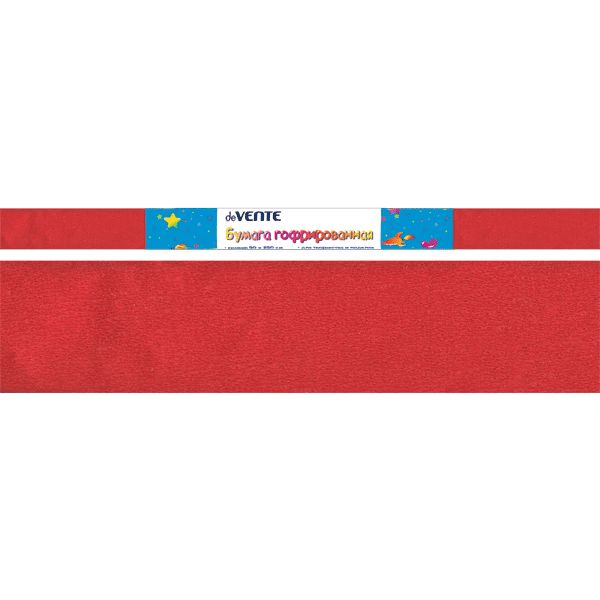 Бумага гофрированная (креповая), 50*250 см, 32 г/м², красная, deVENTE