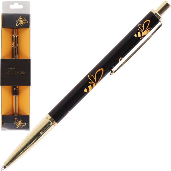 Ручка шариковая подарочная FIORENZO Busy Bee, нажим. м-м, цв. корп.: черн./зол., 0.7 мм, синяя