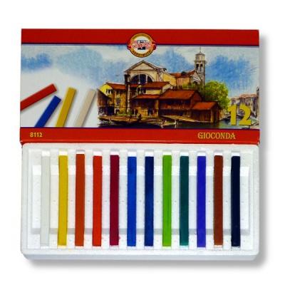 Пастель сухая художественная 12 цветов KOH-I-NOOR Gioconda, квадрат. сечение, к/к с коррексом Акция!
