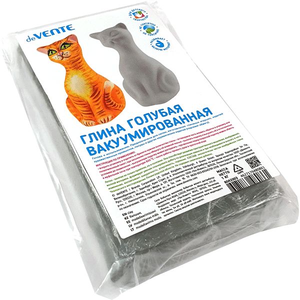 Глина вакуумированная (самоотвердевающая) deVENTE, голубая, брус 1000 г, в п/пакете Глина вакуумированная (самоотвердевающая) deVENTE, голубая, брус 1000 г, в п/пакете