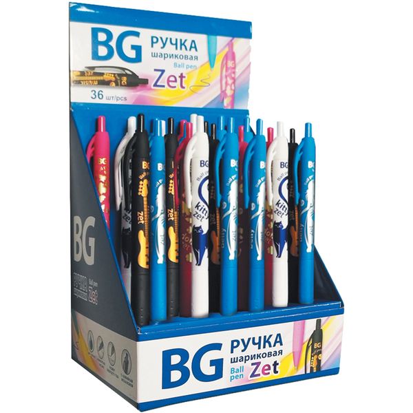 Ручка шариковая автоматическая, 0.7 мм, синяя, BG Zеt, нажимной мех.-зм, Ultra Glide, soft touch