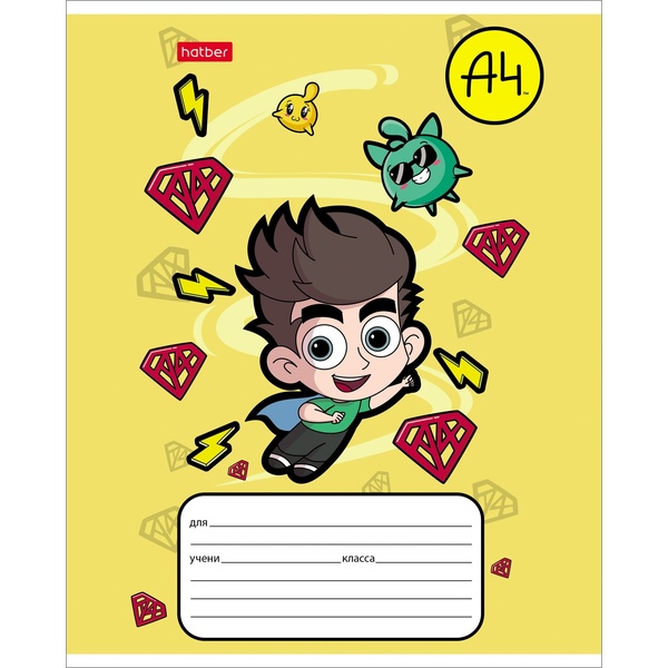 Тетрадь А5, крупная клетка, 12 л., на скобе, 65 г/м², Hatber Влад А4 (акционный товар)