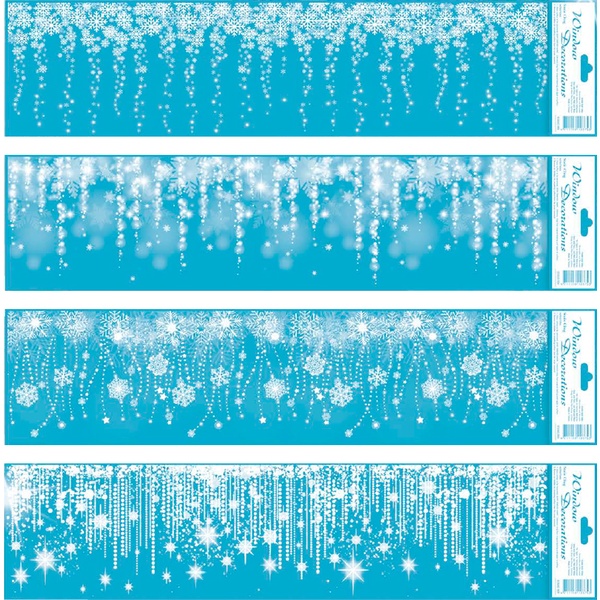 Наклейка новогодняя Darlens "Зимние узоры", 15*64 см, статическая, 4 дизайна (для окон)