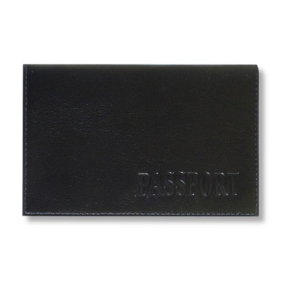Обложка для паспорта (с картхолдером) нат. кожа,  тисн. "PASSPORT", цв.: черный, Fabula   Акция!