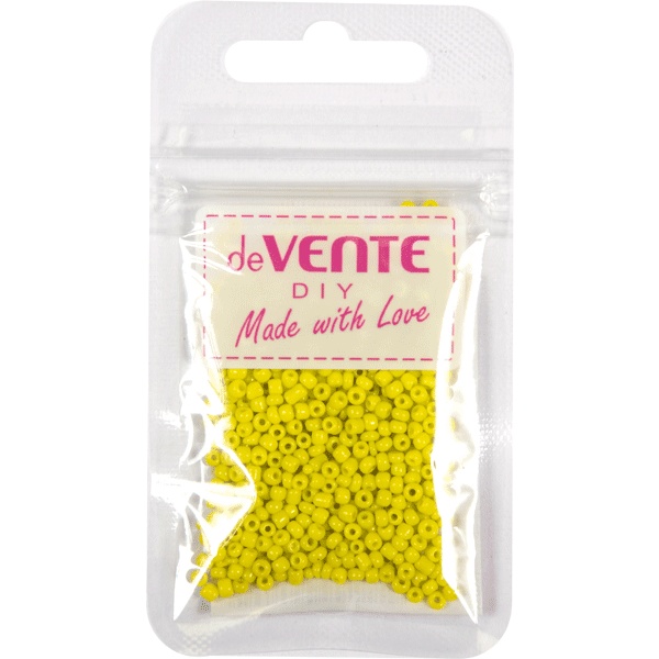 Бисер круглый Ø2 мм, 10 г, непрозрачный, цв.: желтый матовый, deVENTE DIY Opaque