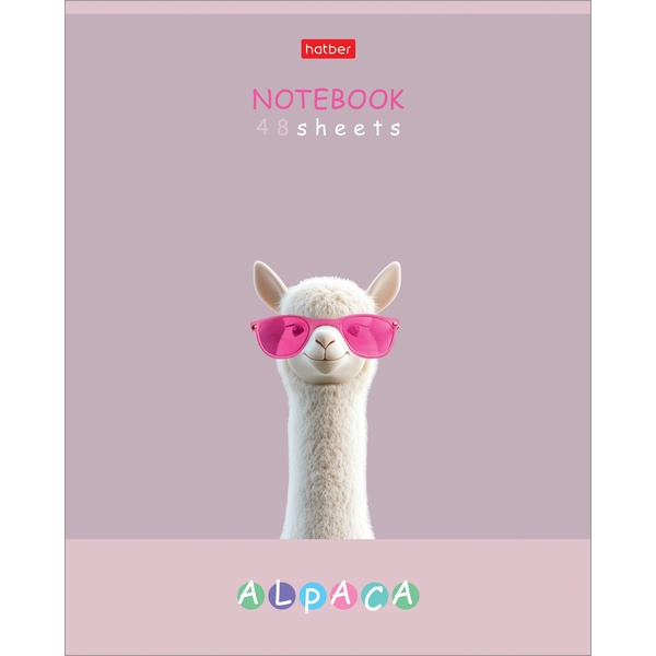 Тетрадь А5, клетка, 48 л., на скобе, 65 г/м², мат. лам., выб. лак, Hatber Alpaca (акционный товар)