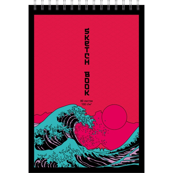 Скетчбук А5, на гребне, 80 л., бел. блок 100 г/м², deVENTE Japanese style   Акция!