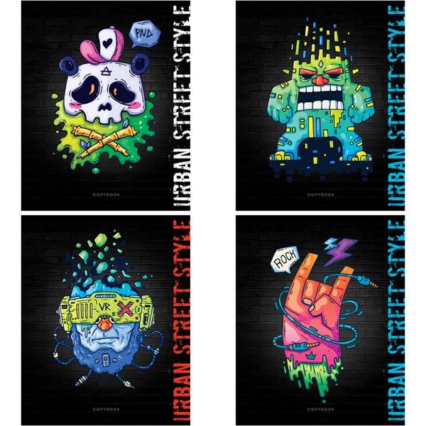 Тетрадь А5, клетка, 48 л., на скобе, 60 г/м², твин-лак, ArtSpace Рисунки. Urban street_4 дизайна