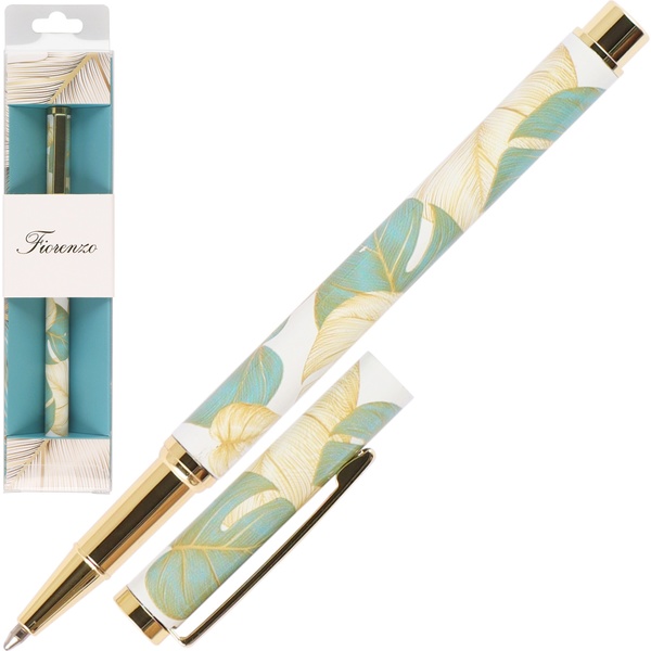 Ручка шариковая подарочная FIORENZO Тропические листья, цв. корп.: принт, 0.7 мм, синяя