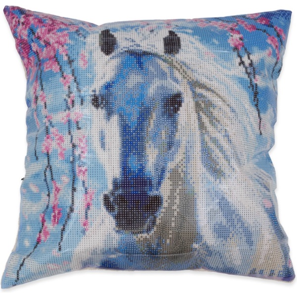 Алмазная живопись 40*40 см, холст, полное заполн., ARTCoco ЧЕХОЛ ДЛЯ ПОДУШКИ_Белый скакун   Акция!
