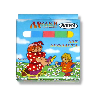 Мелки цветные для асфальта, квадратные, 5 шт/5 цв., АЛГЕМ Детские (серия Сказки)