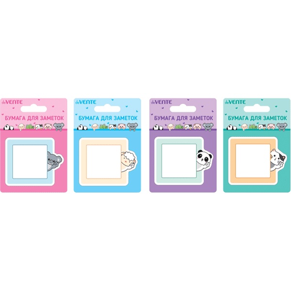 Бумага для заметок с клеевым краем, 70*70 мм, 30 л., 80 г/м², с печатью, deVENTE Fanny Animals_4 дизайном