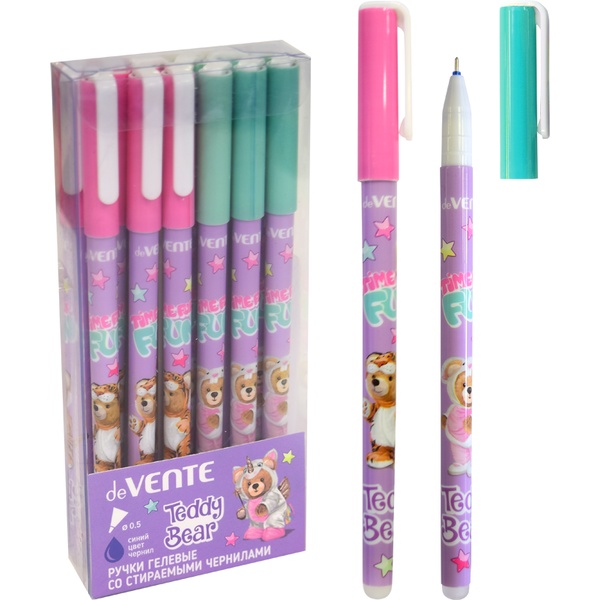 Ручка "пиши-стирай" гелевая, синяя, 0.5 мм, линия 0.4 мм, круг. корпус, deVENTE Teddy Bear_2 диз. Ручка "пиши-стирай" гелевая, синяя, 0.5 мм, линия 0.4 мм, круг. корпус, deVENTE Teddy Bear_2 диз.
