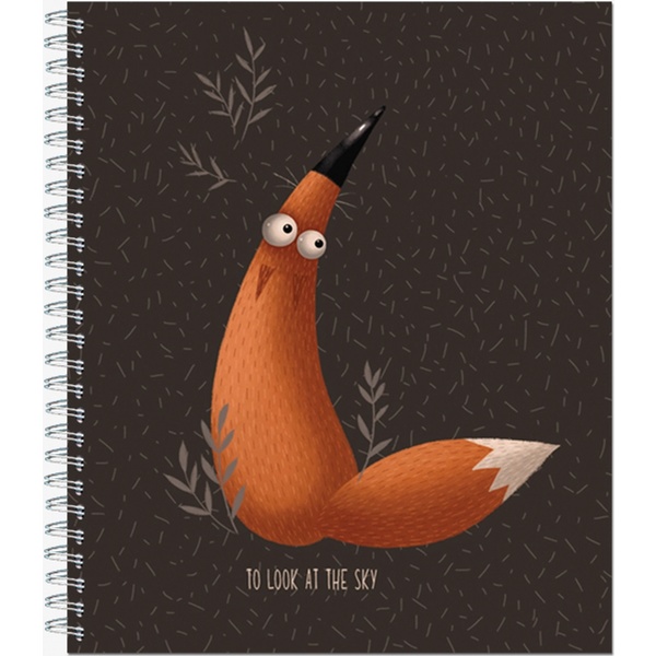 Тетрадь А5, клетка, 60 л., на гребне, 60 г/м², выб. уф-лак, ПОЛИНОМ Лисоньки_4 дизайна