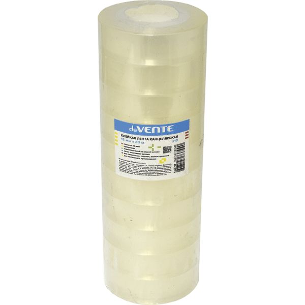 Лента клейкая канцелярская 15 мм * 33 м, 35 мкм, прозрачная, пластик. втулка deVENTE Лента клейкая канцелярская 15 мм * 33 м, 35 мкм, прозрачная, пластик. втулка deVENTE