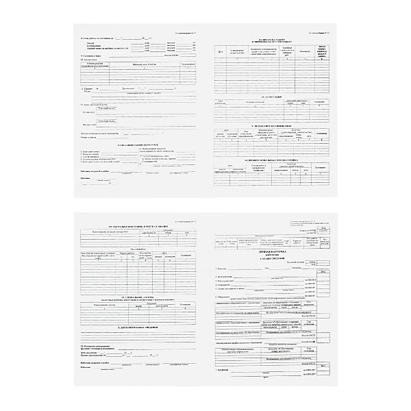 Личная карточка работника Т-2 (бланк), А3, картон хром-эрзац 260 г/м2