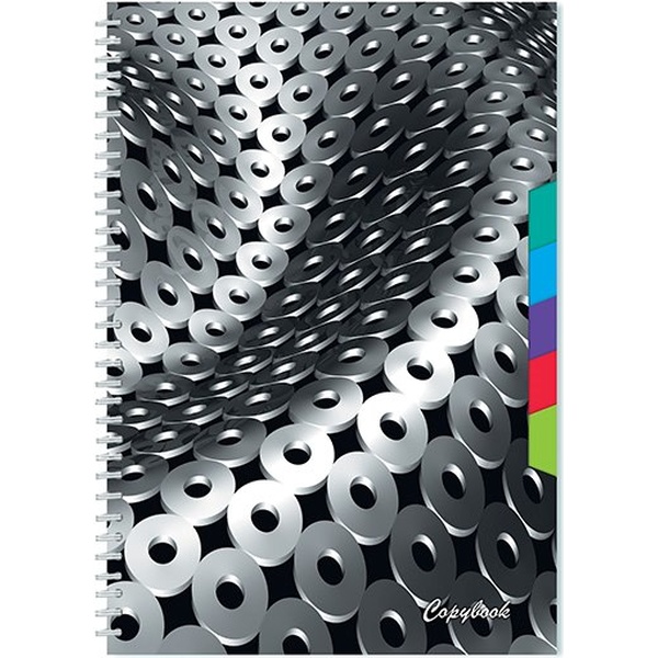 Тетрадь А4, клетка, 80 л., на гребне, 60 г/м², интег. обл., 5 разделит., КТС-ПРО Металлик