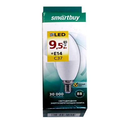 Лампа светодиодная (LED) Smartbuy C37 9,5W/3000K/E14 Лампа светодиодная (LED) Smartbuy C37 9,5W/3000K/E14