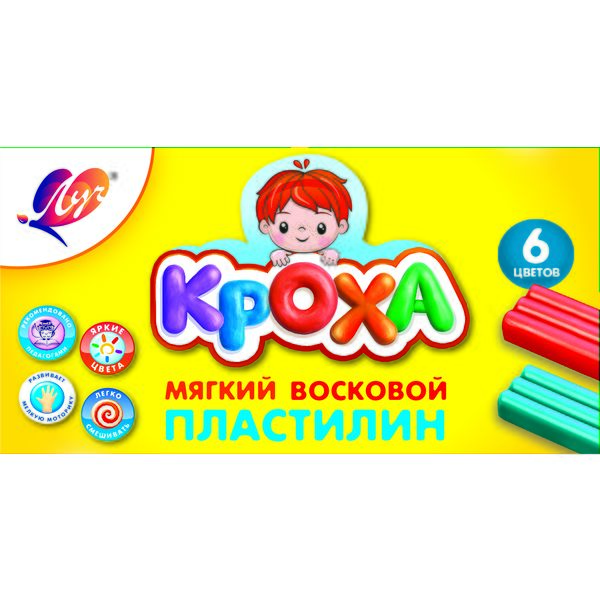 Пластилин восковой ЛУЧ Кроха, 6 цветов, 90 г, стек в комплекте, к/уп. Пластилин восковой ЛУЧ Кроха, 6 цветов, 90 г, стек в комплекте, к/уп.