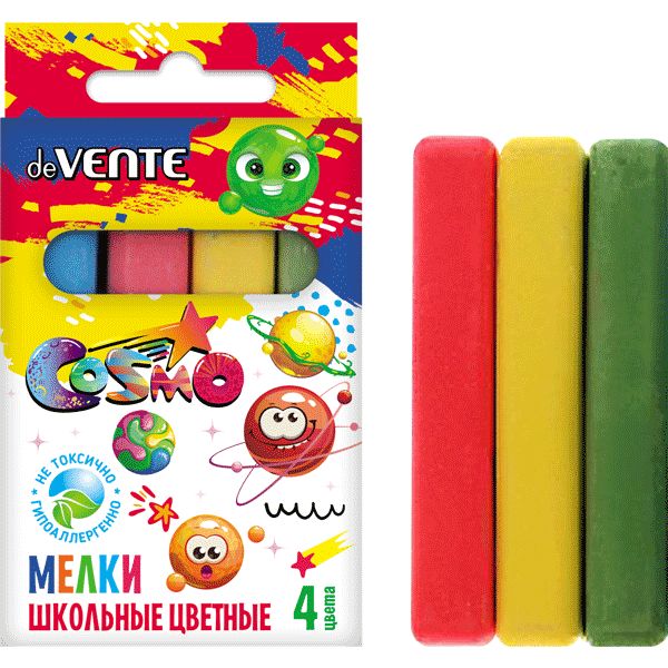 Мелки цветные, квадратные, 4 шт/4 цв., deVENTE Cosmo Акция!