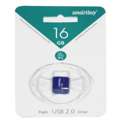 Флеш-накопитель USB 2.0, 16 ГБ, Smartbuy LARA_синий