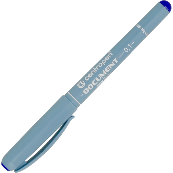Ручка капиллярная (линер), синяя, лин. 0.1 мм, ДП 600 м, трехгран. упор, метал. н-к, Centropen Document