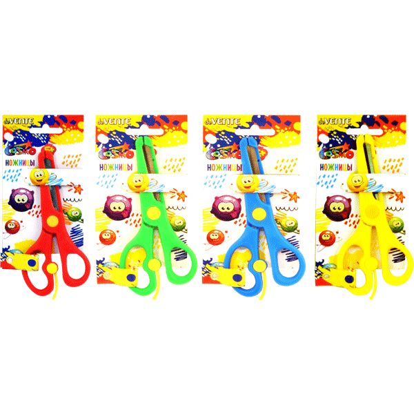 Ножницы детские 130 мм, эргономичные, пластик. ручки, возврат. м-м, защита лезвий, deVENTE Cosmo_4 дизайна