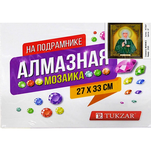 Алмазная живопись 27*33 см, холст, на подрамнике, частич. заполн., TZ Икона_Матрона