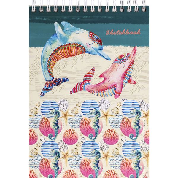 Скетчбук А5, на гребне, 50 л., крафт блок 80 г/м², Prof-Press Морские обитатели   Акция