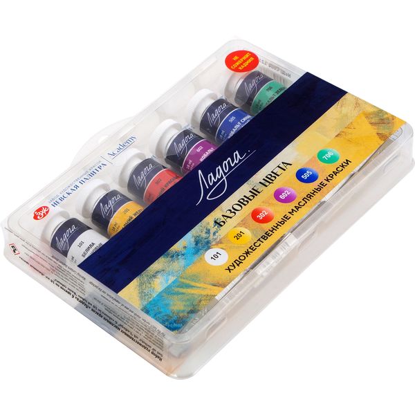 Краски масляные художественные ЛАДОГА Basic colours, 6 цветов (Cadmium free), туба 18 мл, п/коррекс Акция!