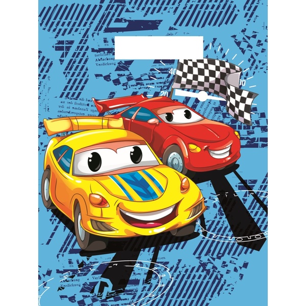 Пакет с вырубной ручкой, 48*37 см, полиэтилен 50 мкм, Гоночные тачки Пакет с вырубной ручкой, 48*37 см, полиэтилен 50 мкм, Гоночные тачки