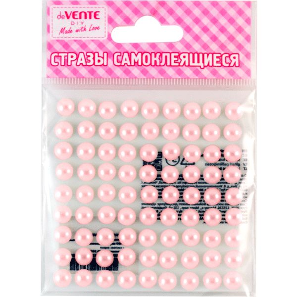 Стразы самоклеящиеся Ø8 мм, 80 шт., цв.: нежно-розовый, deVENTE Жемчуг
