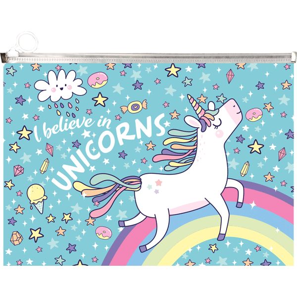 Папка-конверт на zip-молнии, А4, PP 180 мкм, непрозр., с расширением, deVENTE  I believe in Unicorns   Акция!!! Папка-конверт на zip-молнии, А4, PP 180 мкм, непрозр., с расширением, deVENTE  I believe in Unicorns   Акция!!!