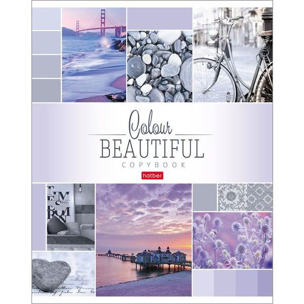 Тетрадь 96 л., клетка, 60 г/м2, обл. мел. картон, Hatber Beautiful colour_5 дизайнов Тетрадь 96 л., клетка, 60 г/м2, обл. мел. картон, Hatber Beautiful colour_5 дизайнов