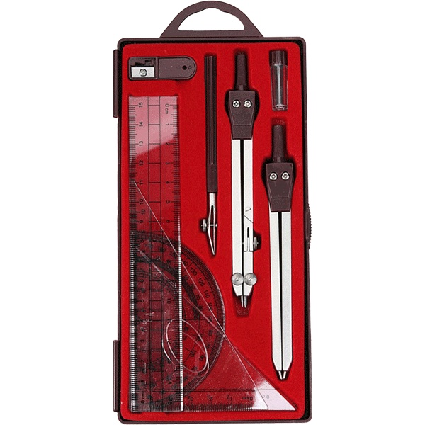 Готовальня deVENTE 9 предметов, в пластиковом футляре с красным ложементом