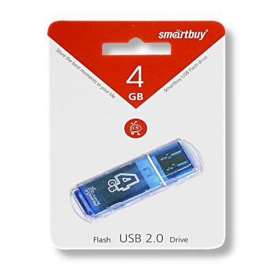 Флеш-накопитель USB 2.0, 4 ГБ, Smartbuy Glossy_голубой