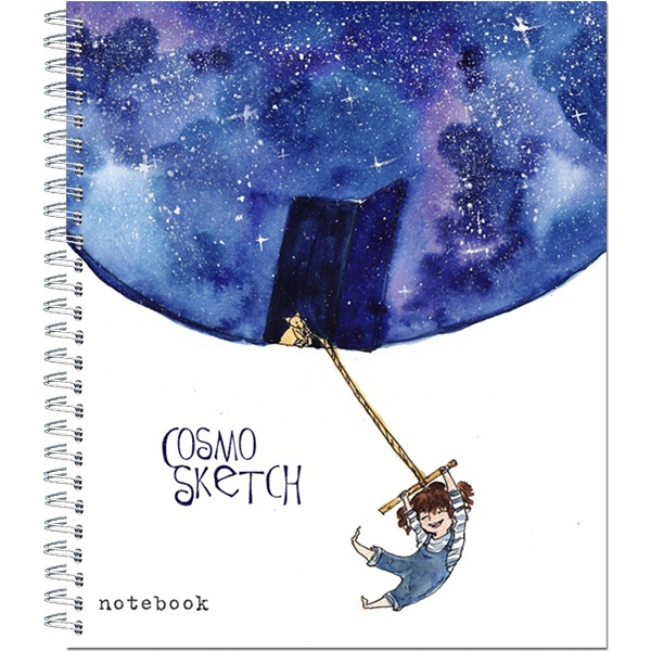 Тетрадь А5, клетка, 48 л., на гребне, 60 г/м², вд-лак, ПОЛИНОМ Космоскетчи_4 дизайна