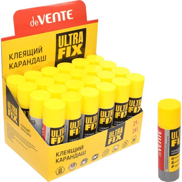 Клей-карандаш 21 г, PVA и PVP основа, вр. фикс. 1-2 мин., deVENTE Ultra Fix Strong