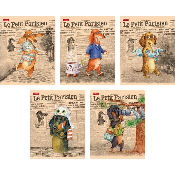 Тетрадь А5, клетка, 48 л., на скобе, 60 г/м² (92%), Hatber ECO ТаксаLIFE_5 дизайнов