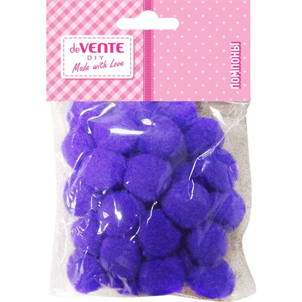 Помпоны Ø25 мм, 20 шт., фиолетовые, deVENTE DIY