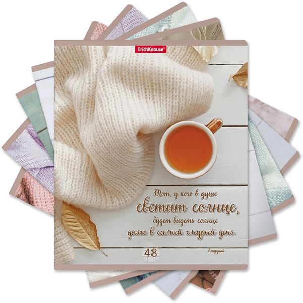 Тетрадь 48 л., клетка, 60 г/м², обл. мел. картон, мат. лам., ErichKrause Hygge Style_5 дизайнов Тетрадь 48 л., клетка, 60 г/м², обл. мел. картон, мат. лам., ErichKrause Hygge Style_5 дизайнов
